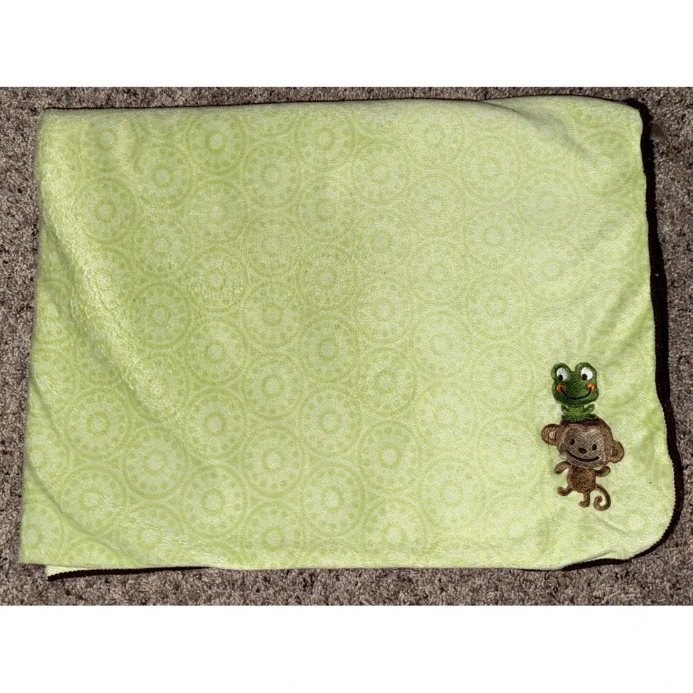 Carter's Just One You Green Brown Baby Blanket Frog Monkey Sherpa Target 30x 40